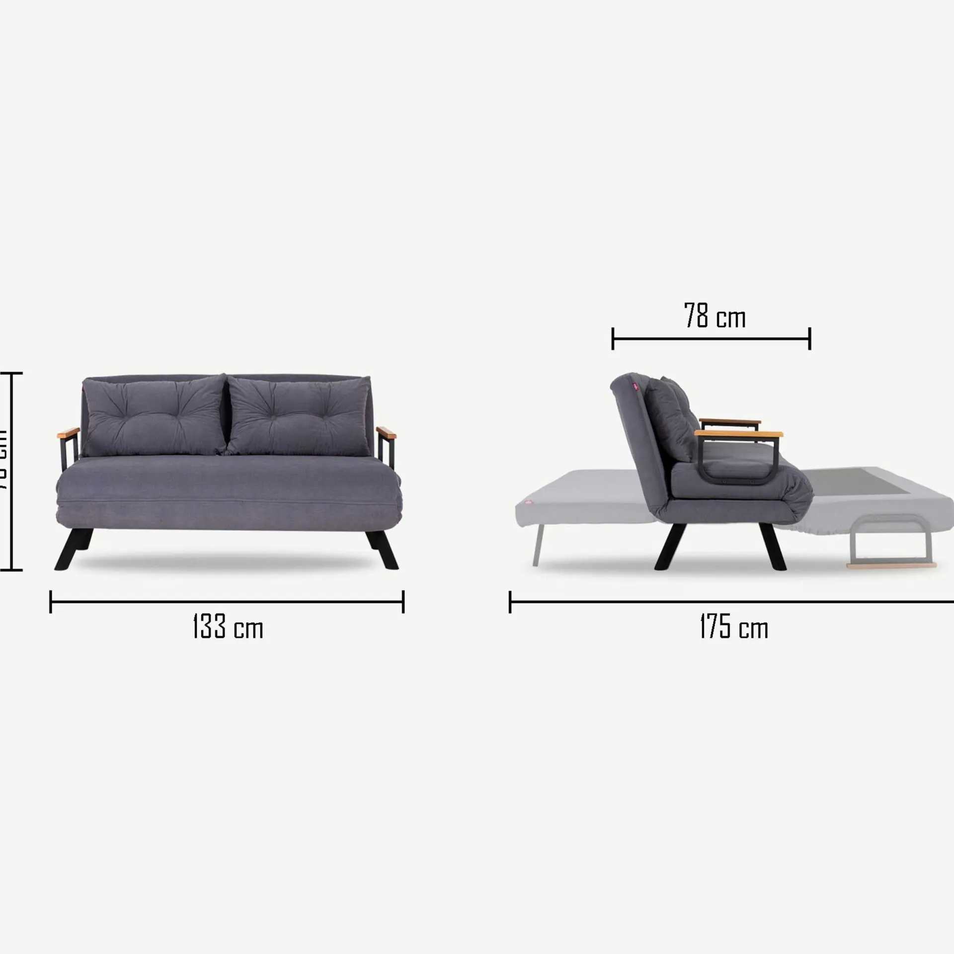 Emob Sando 2-Sitzer-Schlafsofa | Metallrahmen | Petrolgrün