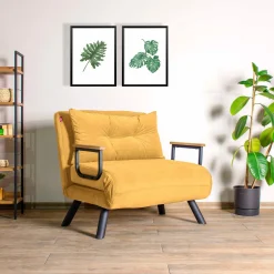 Emob Sando 1-Sitzer-Schlafsofa | Metallrahmen | Senfgelb