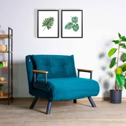 Emob Sando 1-Sitzer-Schlafsofa | Metallrahmen | Petrolgrün