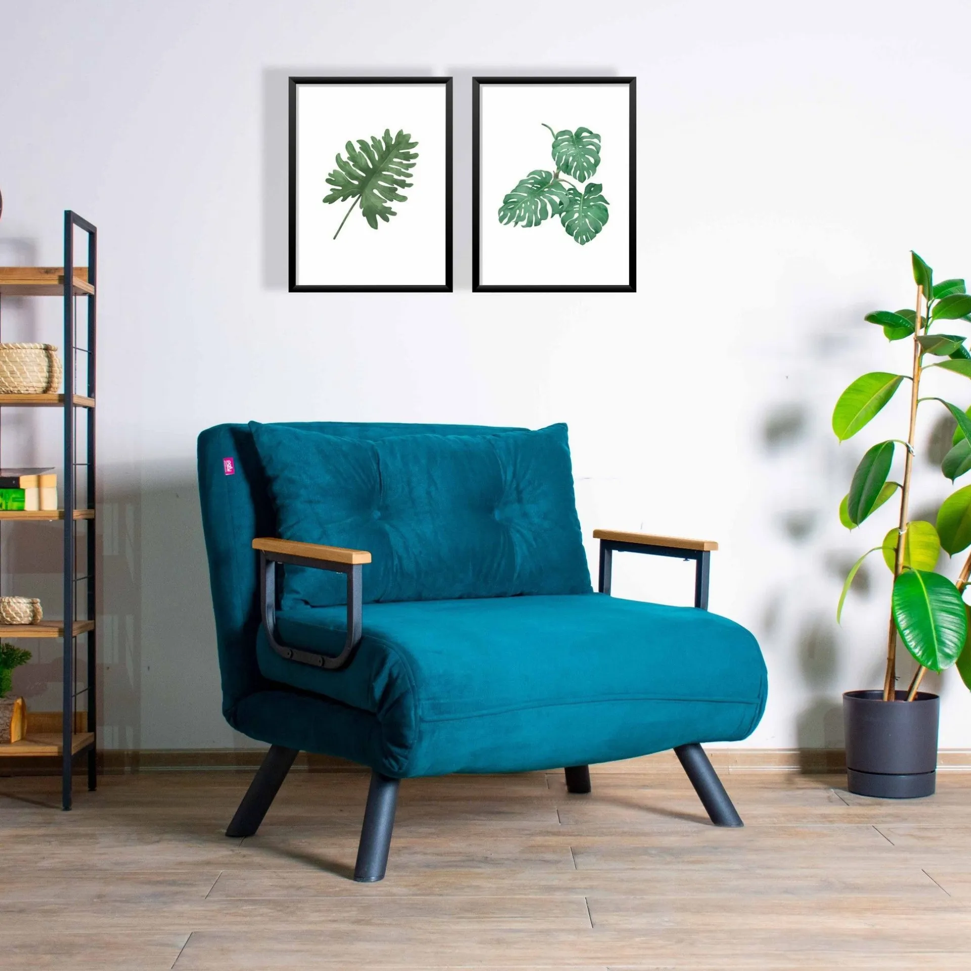 Emob Sando 1-Sitzer-Schlafsofa | Metallrahmen | Petrolgrün