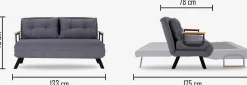 Emob Sando 2-Sitzer-Schlafsofa | Metallrahmen | Creme