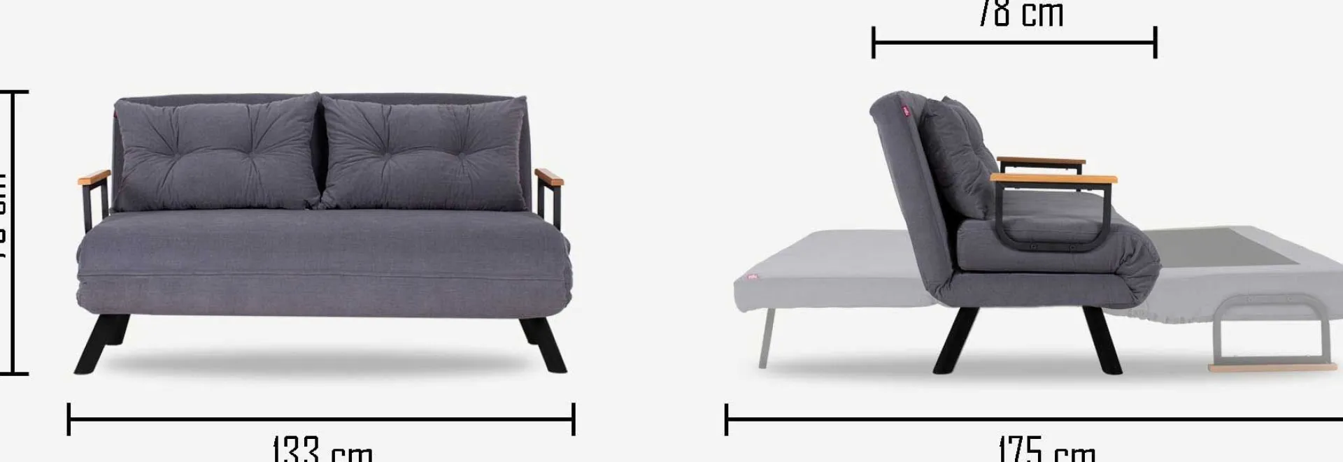 Emob Sando 2-Sitzer-Schlafsofa | Metallrahmen | Creme