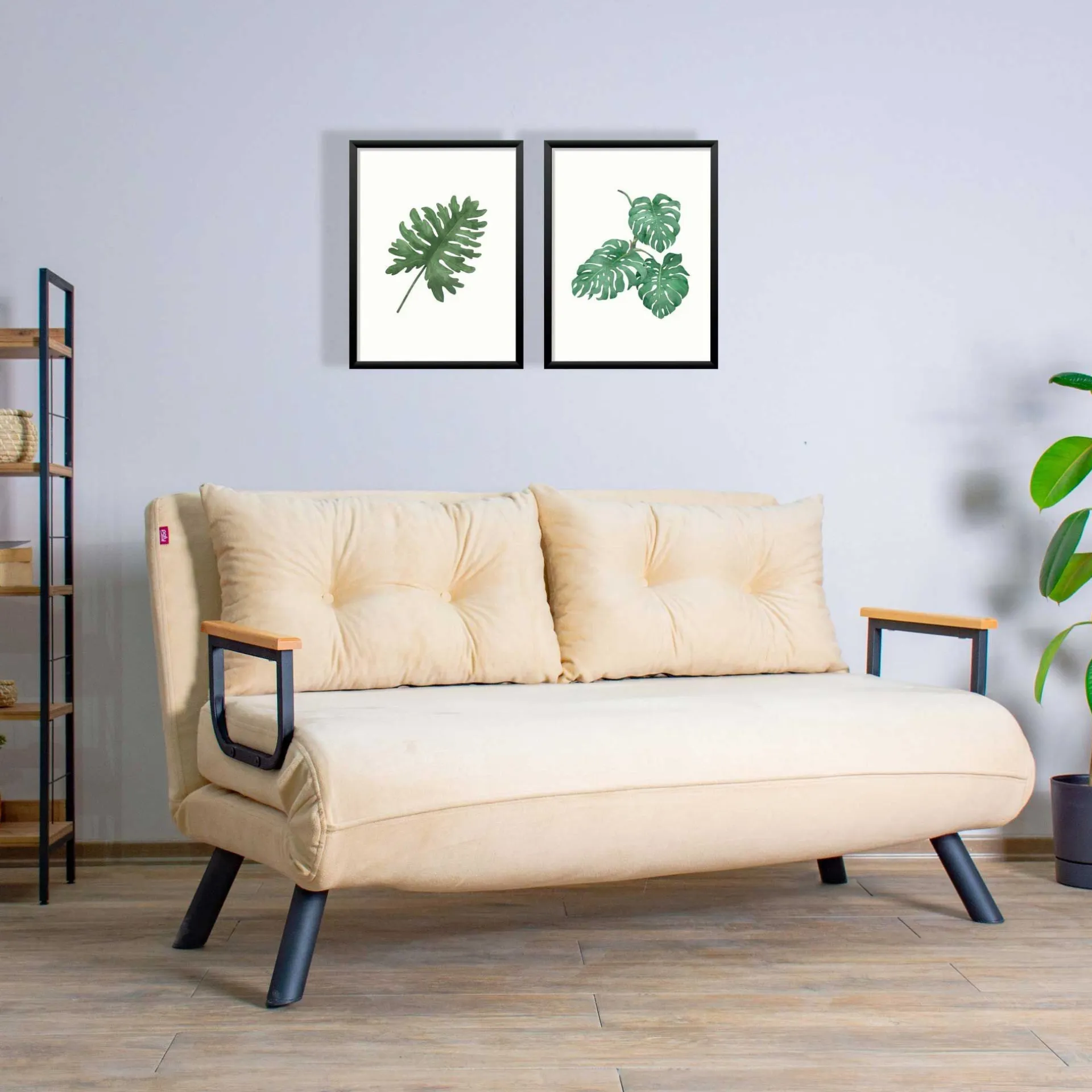 Emob Sando 2-Sitzer-Schlafsofa | Metallrahmen | Creme