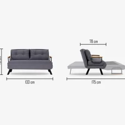 Emob Sando 2-Sitzer-Schlafsofa | Metallrahmen | Creme