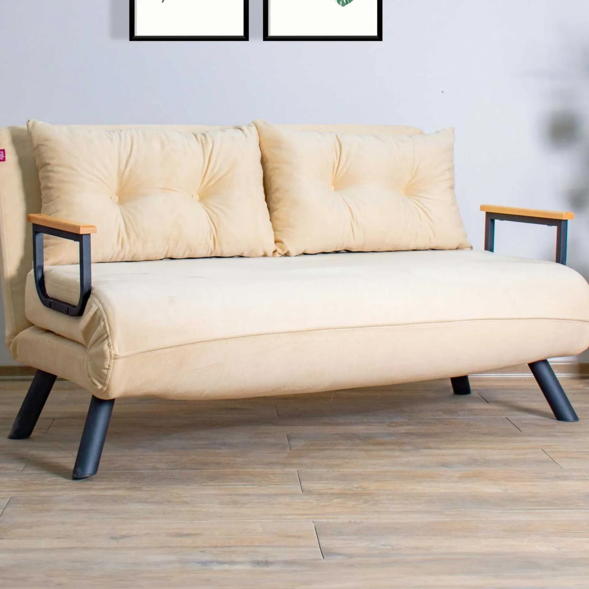Emob Sando 2-Sitzer-Schlafsofa | Metallrahmen | Creme