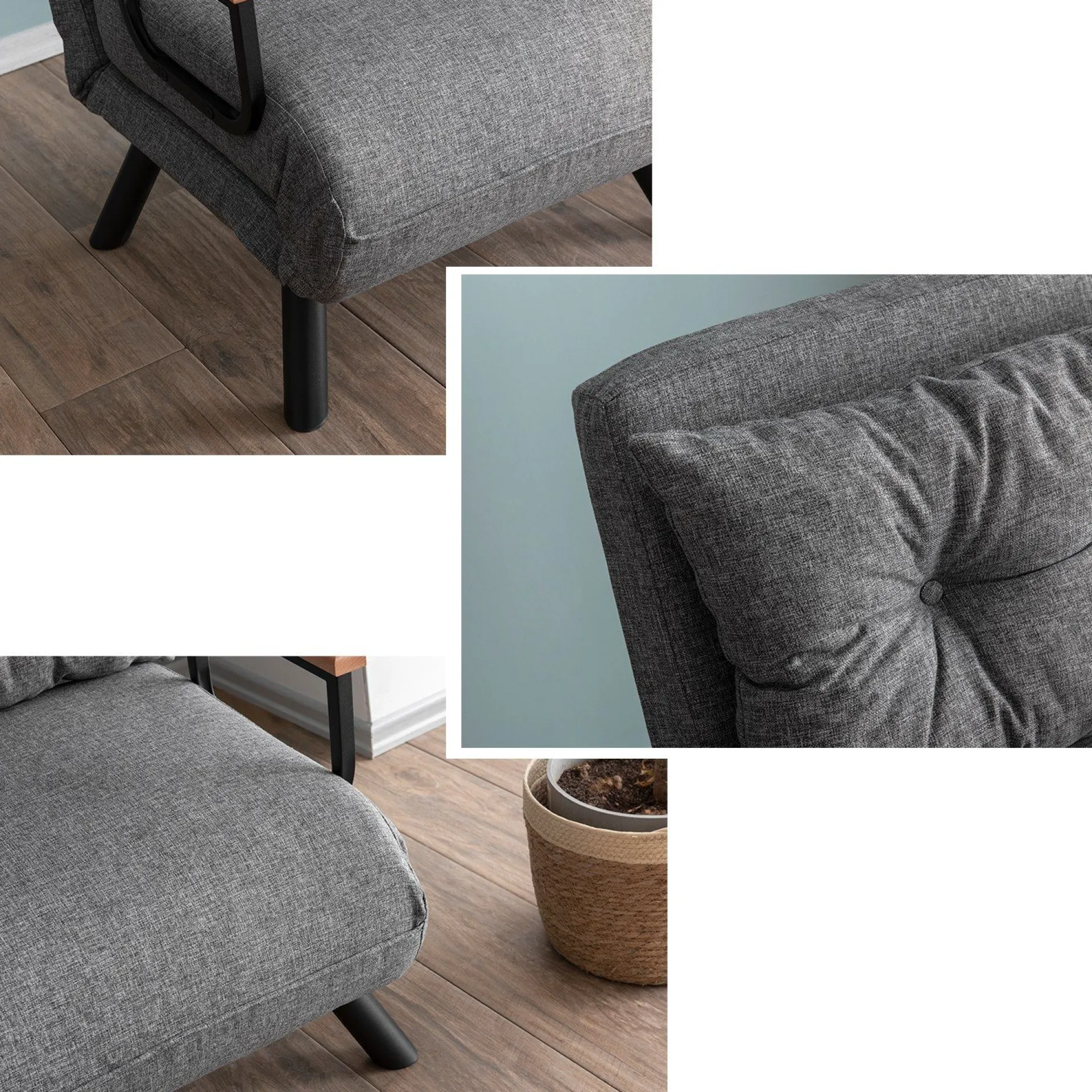 Emob Sando 1-Sitzer-Schlafsofa | Metallrahmen | Hell
