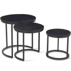 Rousseau Satz von 3 Couchtischen Amana Ø 45 cm-es Magnolienholz