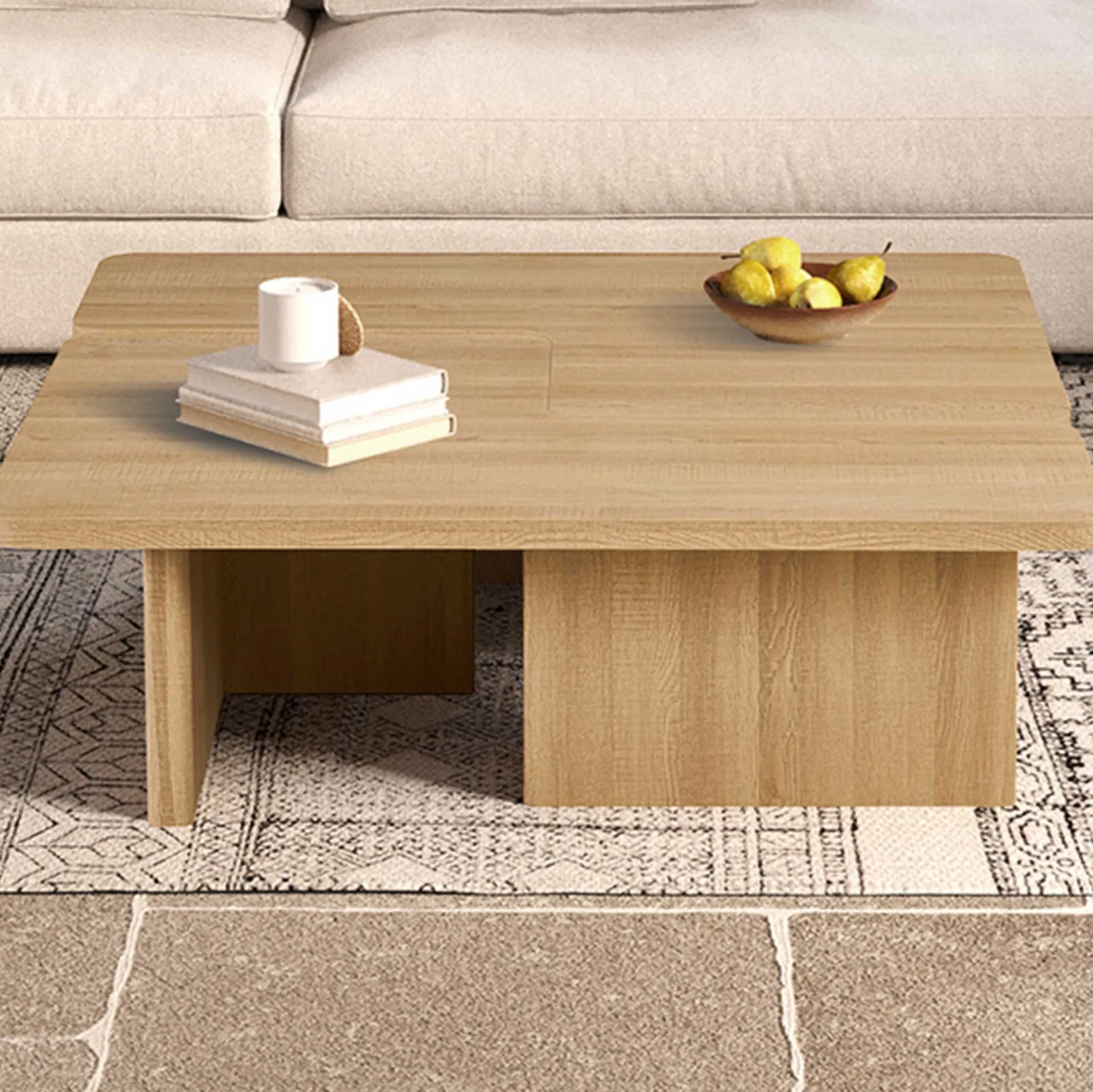 Rousseau Satz von 2 Couchtischen Arallo - 120x120x38cm - Eiche Dekor