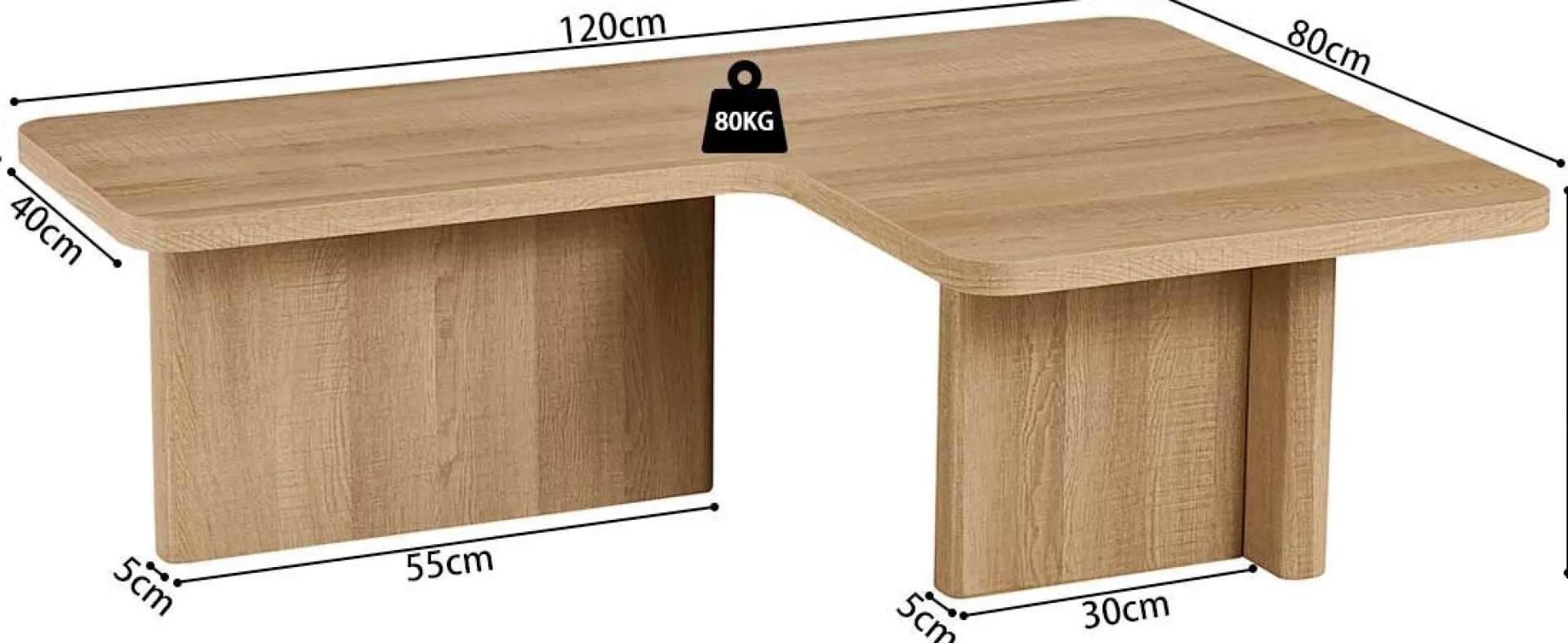 Rousseau Satz von 2 Couchtischen Arallo - 120x120x38cm - Eiche Dekor