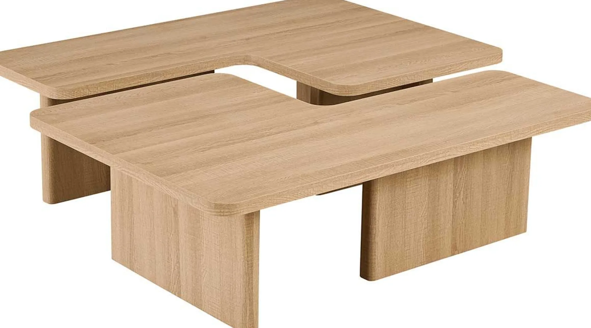 Rousseau Satz von 2 Couchtischen Arallo - 120x120x38cm - Eiche Dekor