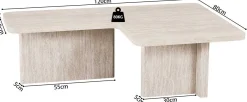 Rousseau Satz von 2 Couchtischen Arallo - 120x120x38cm - Travertin