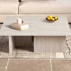 Rousseau Satz von 2 Couchtischen Arallo - 120x120x38cm - Travertin