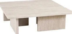 Rousseau Satz von 2 Couchtischen Arallo - 120x120x38cm - Travertin