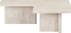 Rousseau Satz von 2 Couchtischen Arallo - 120x120x38cm - Travertin