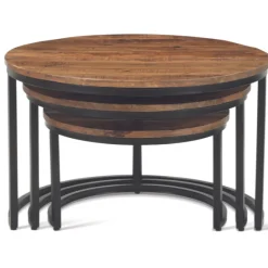 Rousseau Satz von 3 Couchtischen Gaja-Magnolienholz