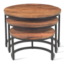 Rousseau Satz von 3 Couchtischen Gaja-Magnolienholz