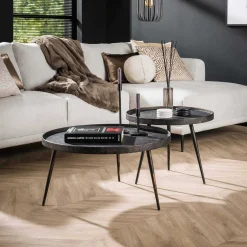 Emob Satz von 2 Couchtischen Lima ø76 industriell -