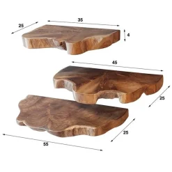 Satz von 3 Wandregalen Navarro-Teak