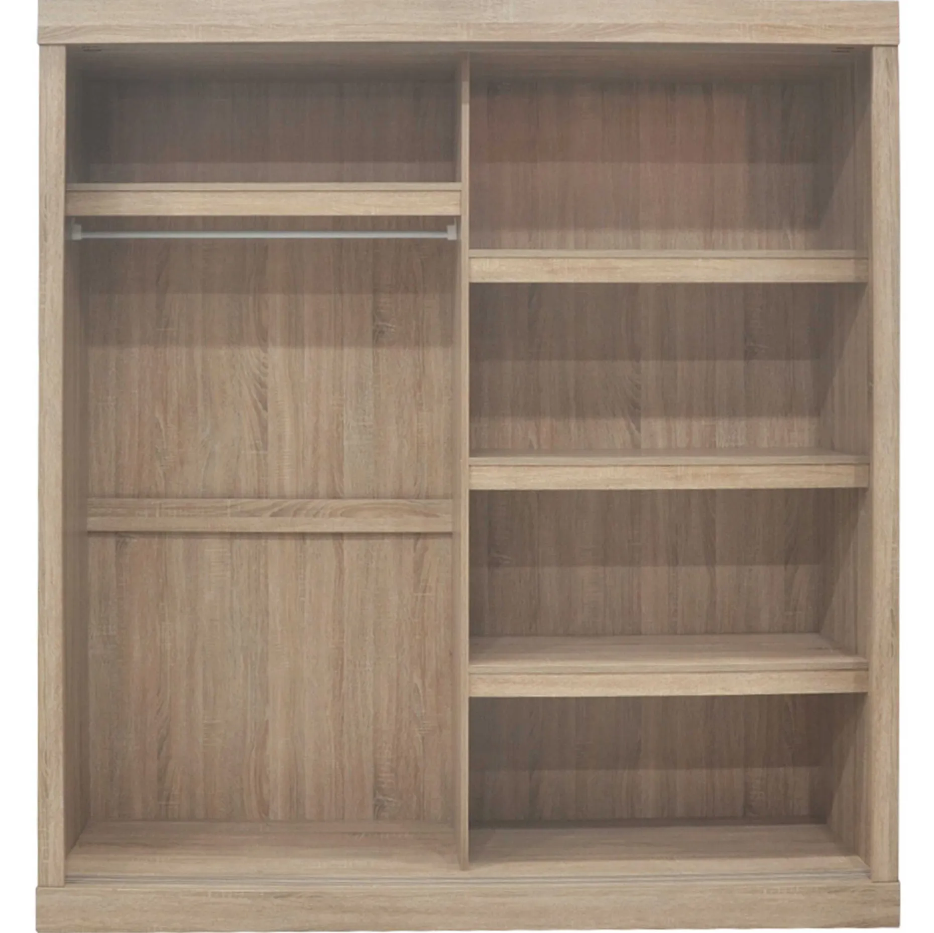 Schiebeschrank Mike mit Spiegeltür | Sonoma, Spanplatte, MDF | 197,5 x 182,5 x 52,5 cm