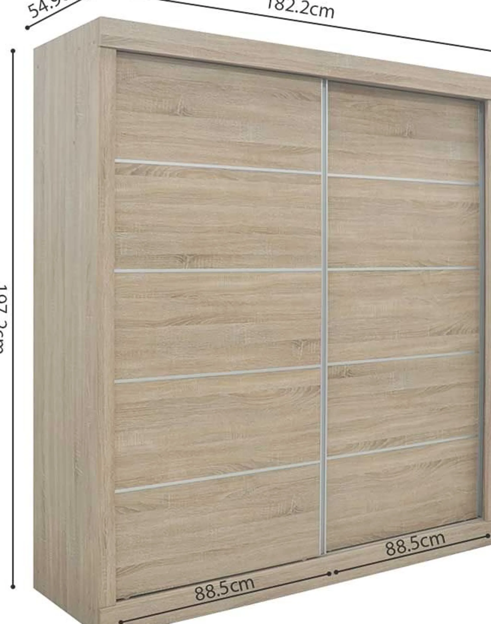 Schiebetürenschrank 'Mike' - Sonoma-Ausführung | H197,5 x B182,5 x T52,5 cm