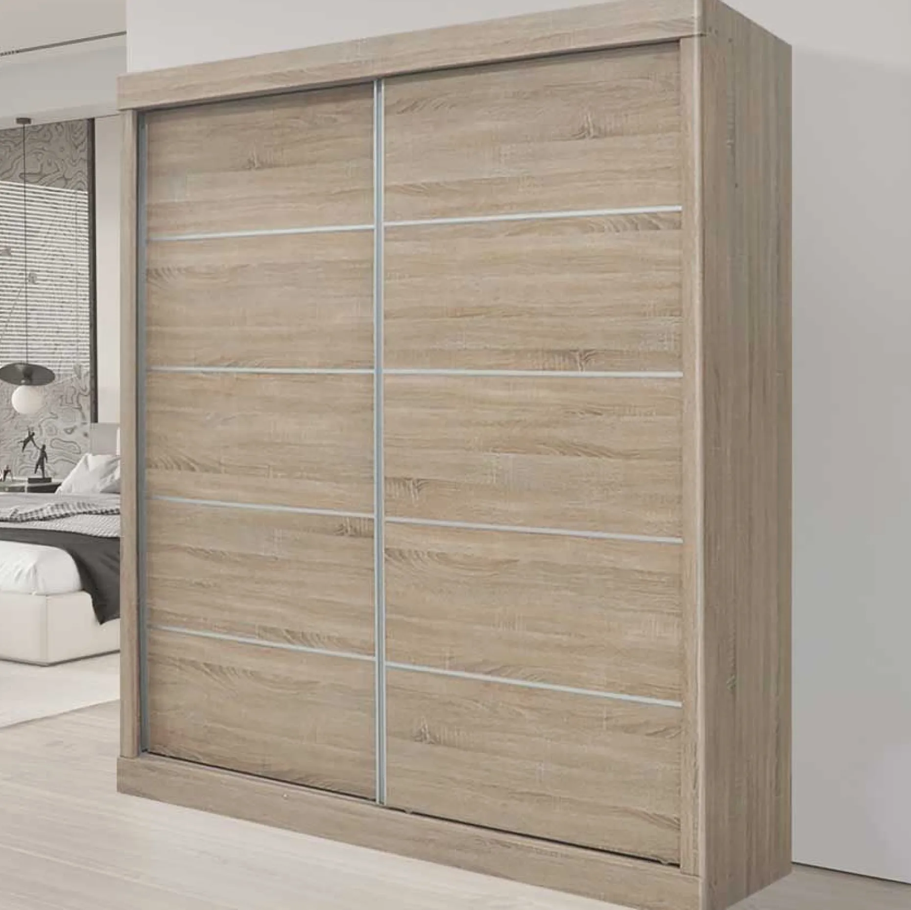Schiebetürenschrank 'Mike' - Sonoma-Ausführung | H197,5 x B182,5 x T52,5 cm