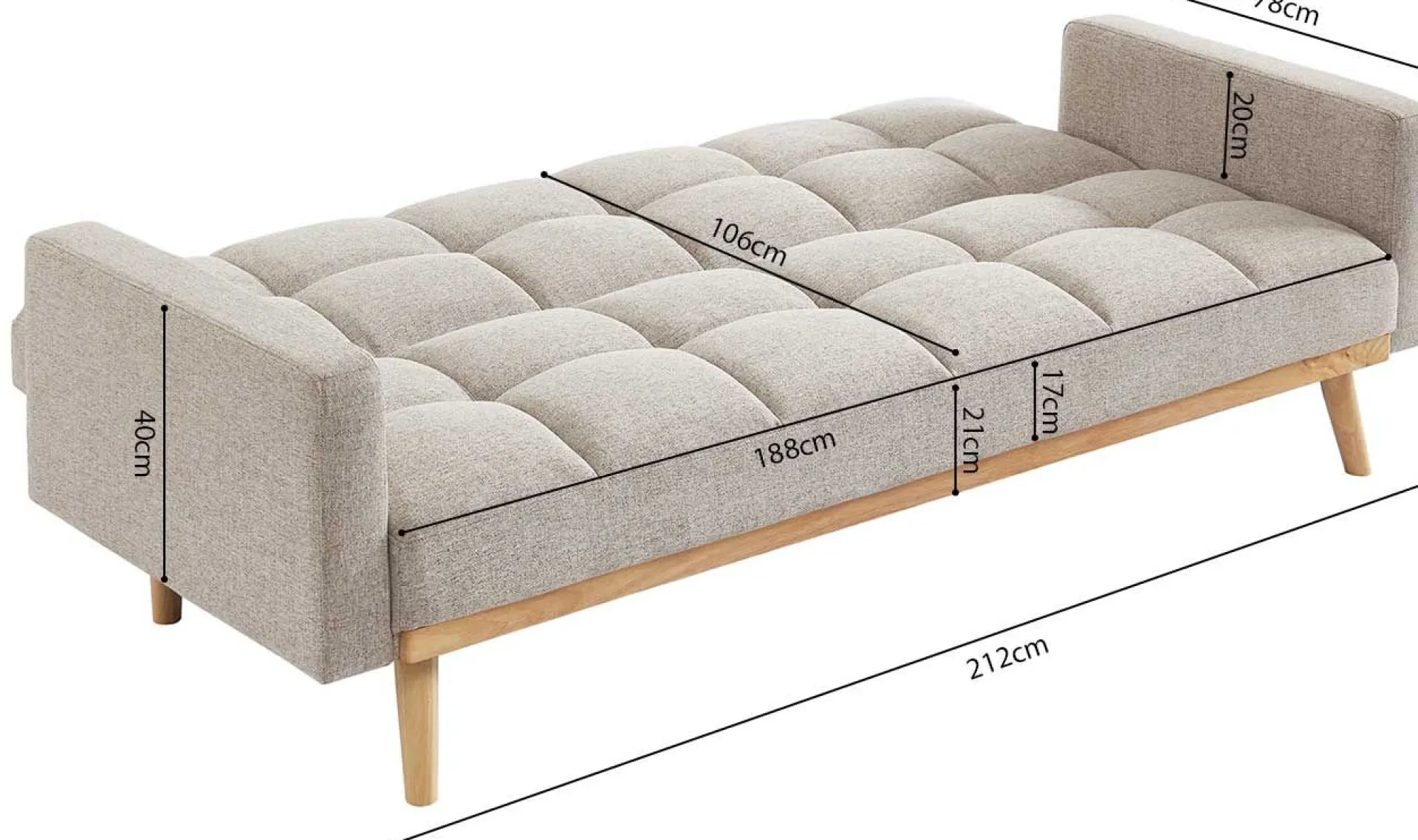 Rousseau Schlafsofa Adana | 214 x 84 x 84 cm |