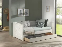 Schlafsofa Pepin ausziehbar mit Bettschublade Kiefer - weiß