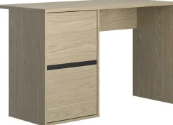 Kinder Gautier - Gami Schlafzimmer Nael: Doppelbett 140x190, Schreibtisch, Bücherregal, Kleiderschrank - Eiche Dekor/schwarz