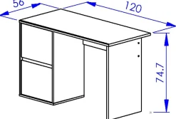 Kinder Gautier - Gami Schlafzimmer Nael: Doppelbett 140x190, Schreibtisch, Bücherregal, Kleiderschrank - Eiche Dekor/schwarz
