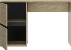 Kinder Gautier - Gami Schlafzimmer Nael: Doppelbett 140x200, Schreibtisch, Bücherregal, Kleiderschrank - Eiche Dekor/schwarz