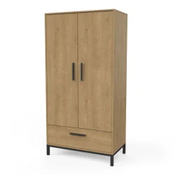 CBA Schlafzimmerset Craig | Doppelbett, Nachttisch, Kleiderschrank, Kommode | Oak Matte Black