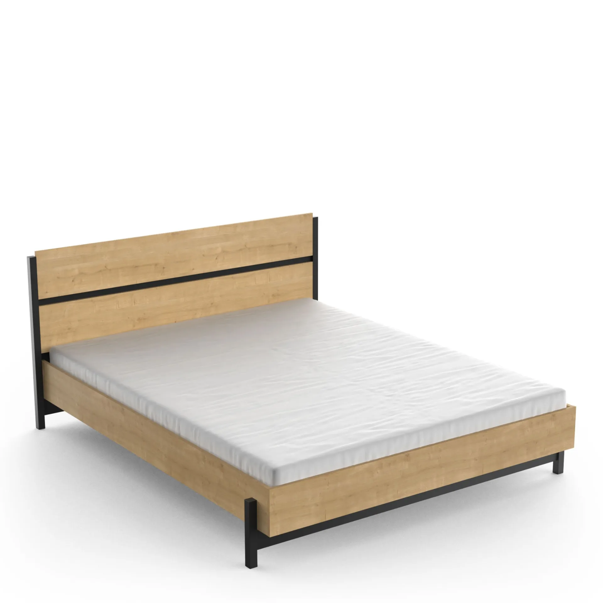 CBA Schlafzimmerset Craig | Doppelbett, Nachttisch, Kleiderschrank, Kommode | Oak Matte Black