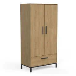 CBA Schlafzimmerset Craig | Doppelbett, Nachttisch, Kleiderschrank, Kommode | Oak Matte Black