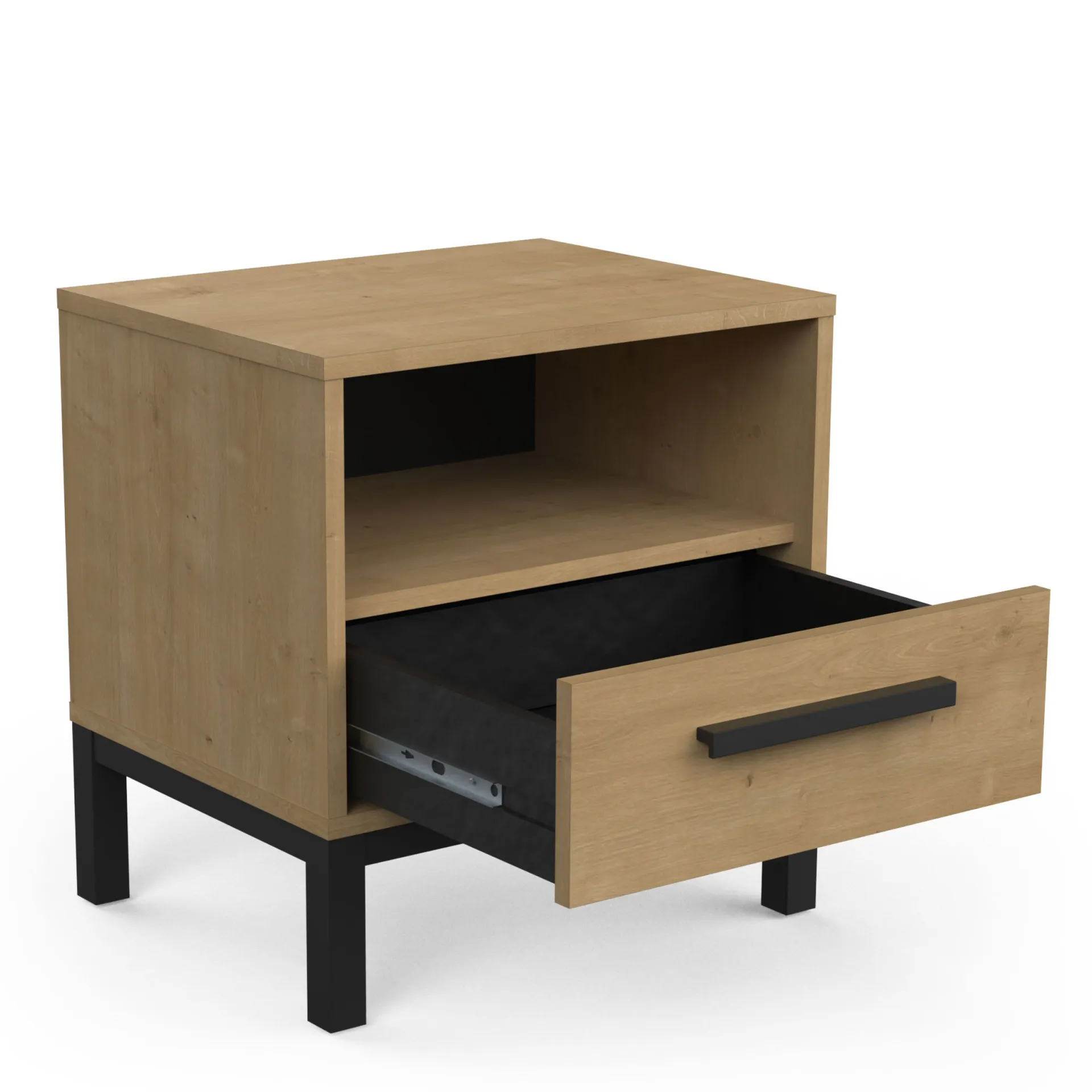 CBA Schlafzimmerset Craig | Doppelbett, Nachttisch, Kleiderschrank, Kommode | Oak Matte Black