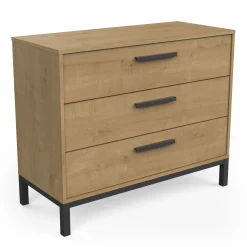 CBA Schlafzimmerset Craig | Doppelbett, Nachttisch, Kleiderschrank, Kommode | Oak Matte Black