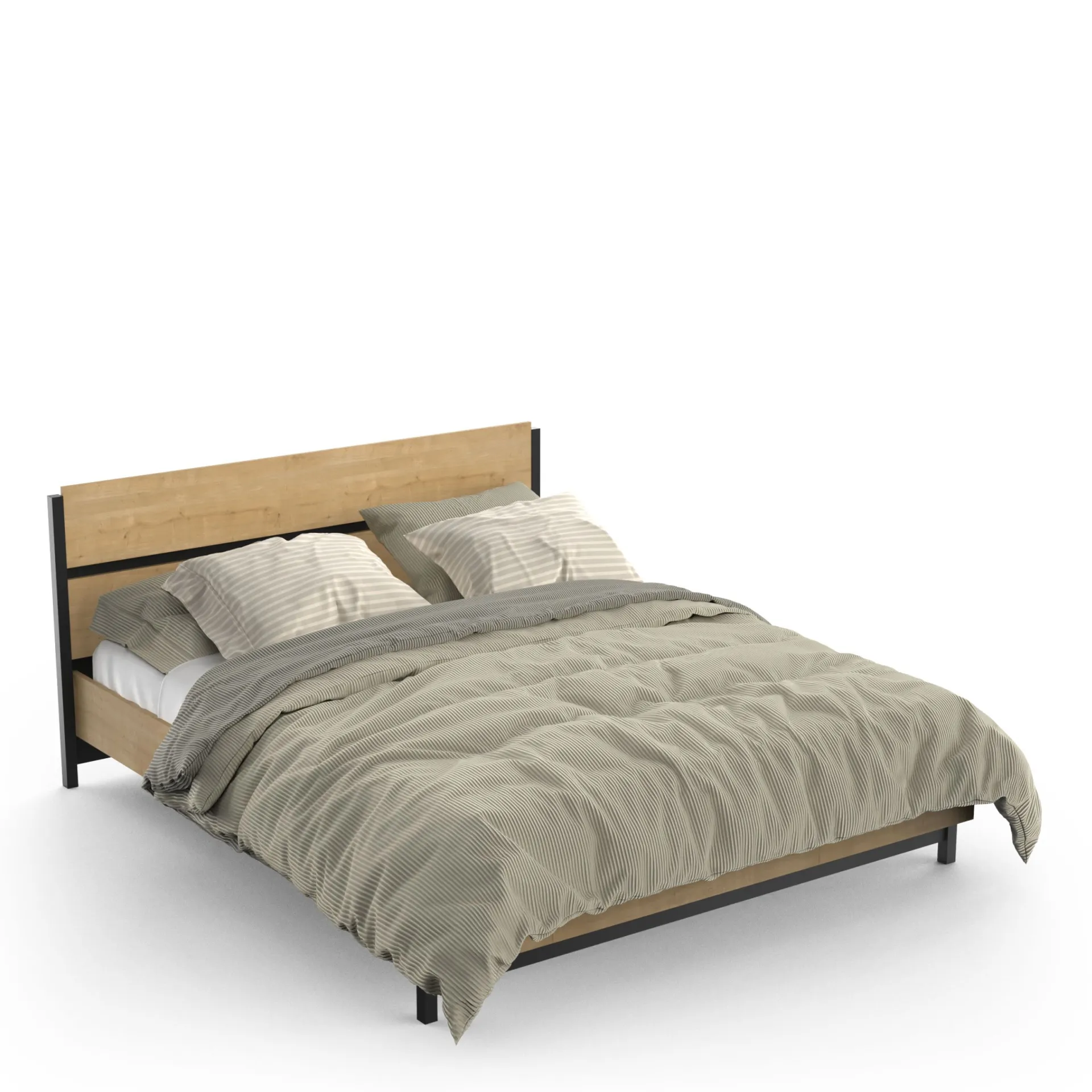 CBA Schlafzimmerset Craig | Doppelbett, Nachttisch, Kleiderschrank, Kommode | Oak Matte Black