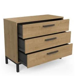 CBA Schlafzimmerset Craig | Doppelbett, Nachttisch, Kleiderschrank, Kommode | Oak Matte Black