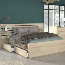 Schlafzimmerset Escale | Französisches Bett, Nachttischschubladen-Set
