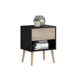 Schlafzimmerset Hardy | Doppelbett, Nachttisch | Oak Black Design