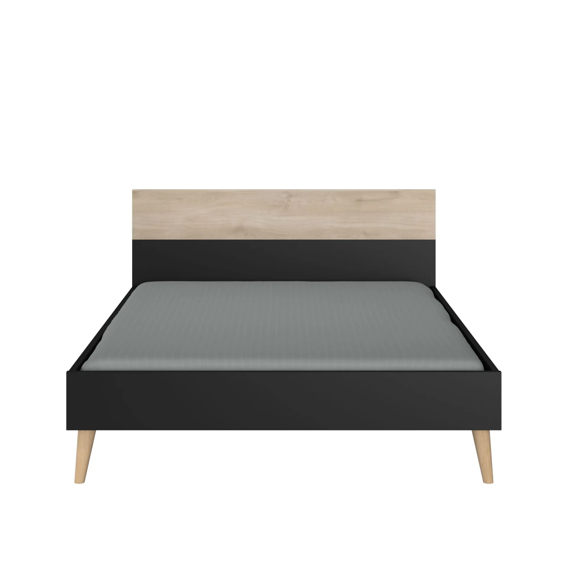 Schlafzimmerset Hardy | Doppelbett, Nachttisch | Oak Black Design