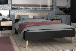Schlafzimmerset Hardy | Doppelbett, Nachttisch | Oak Black Design