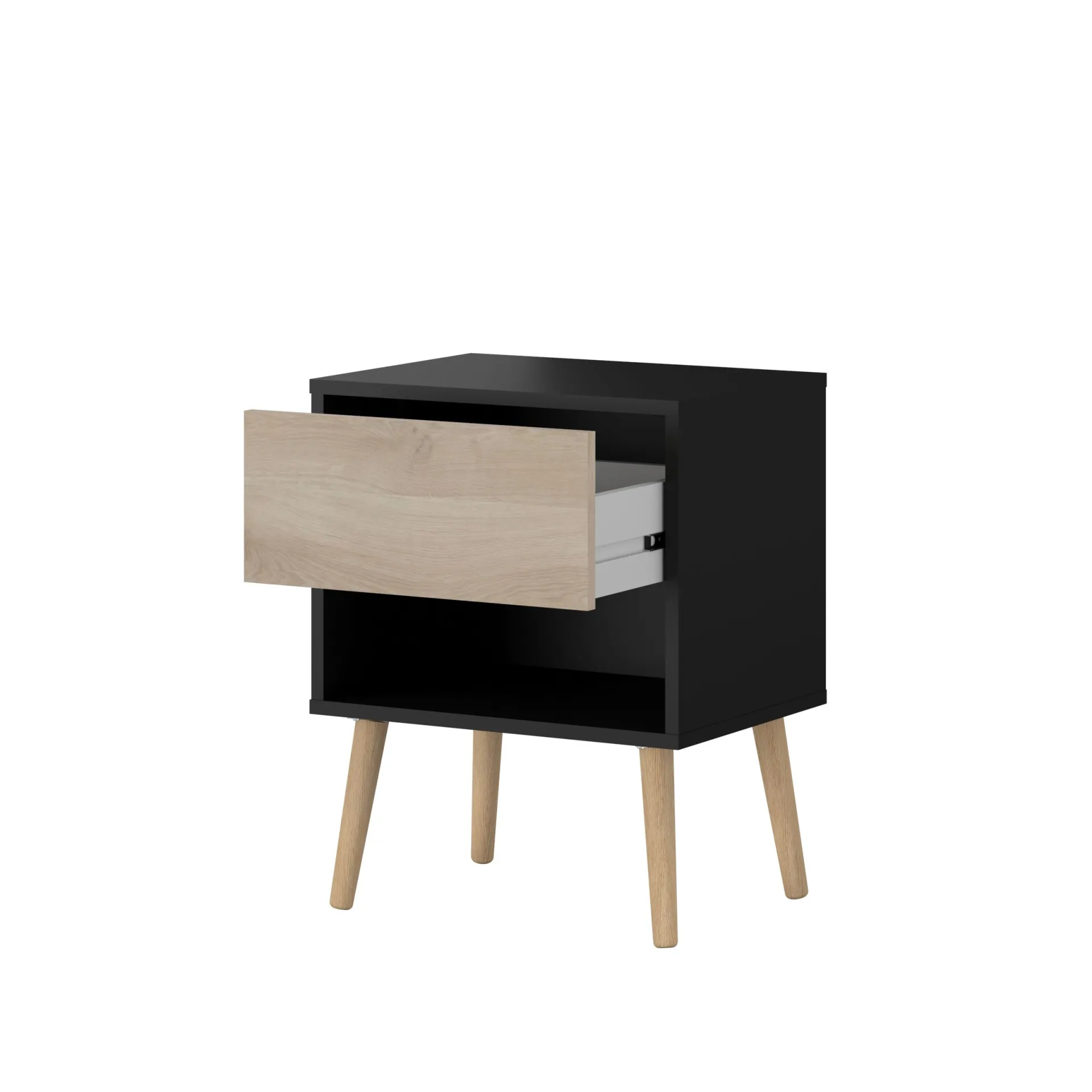 Schlafzimmerset Hardy | Doppelbett, Nachttisch | Oak Black Design