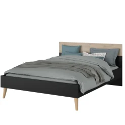 Schlafzimmerset Hardy | Doppelbett, Nachttisch | Oak Black Design