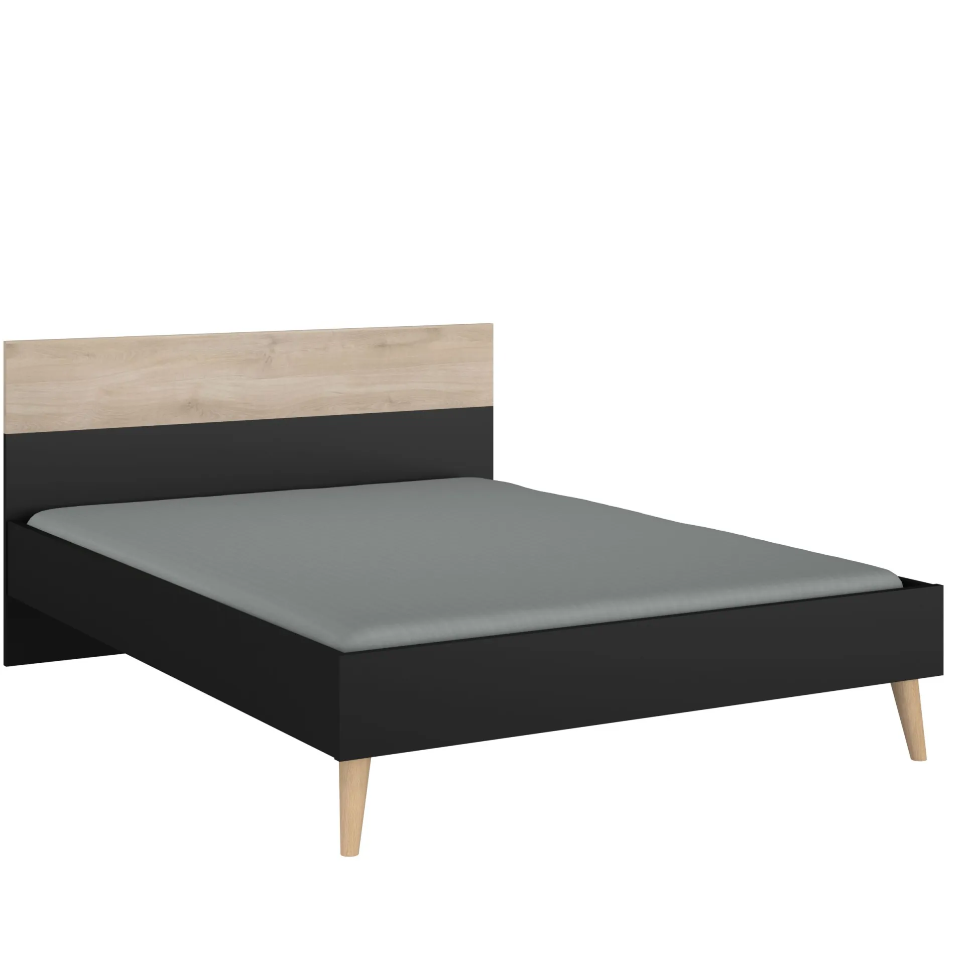 Schlafzimmerset Hardy | Doppelbett, Nachttisch | Oak Black Design