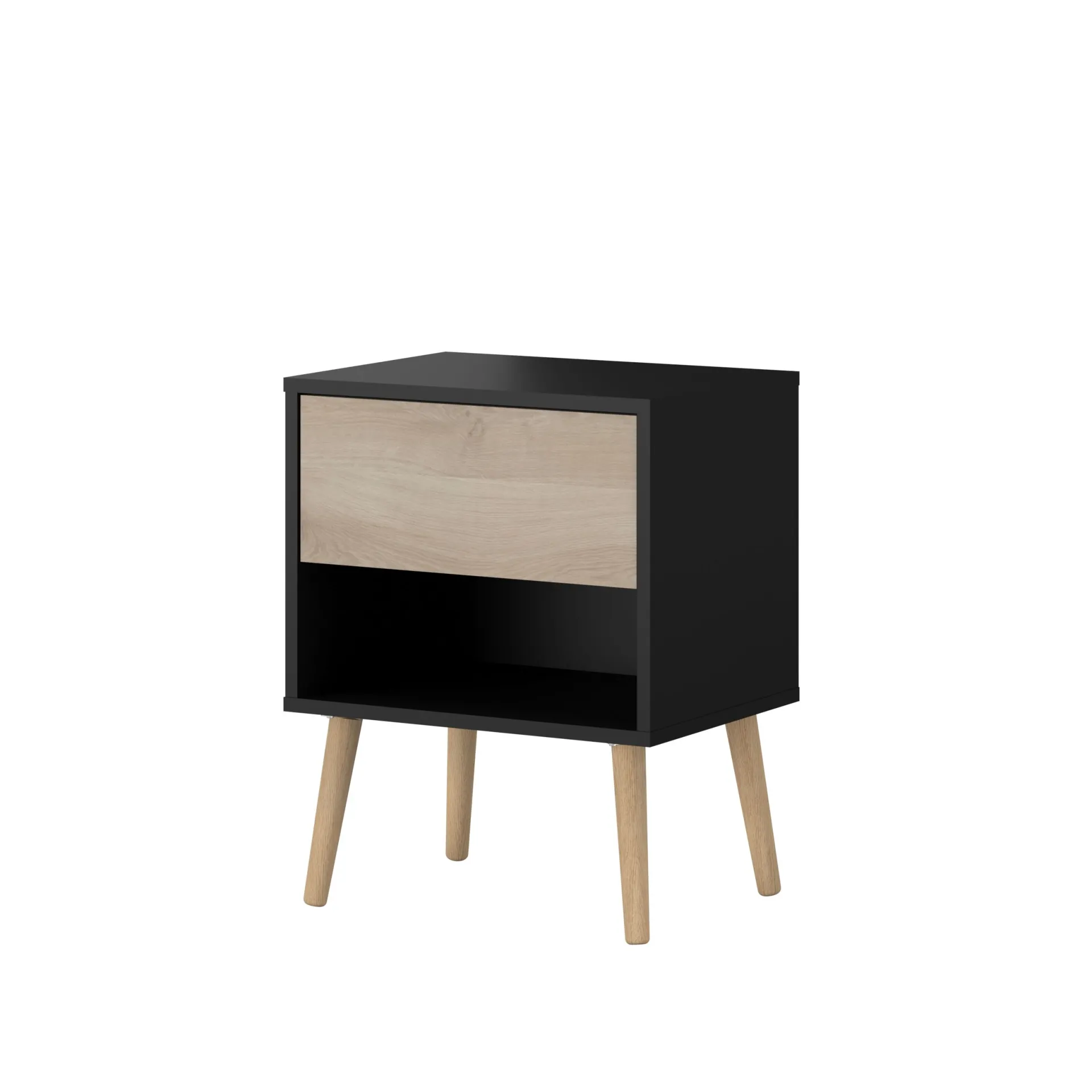 Schlafzimmerset Hardy | Doppelbett, Nachttisch | Oak Black Design