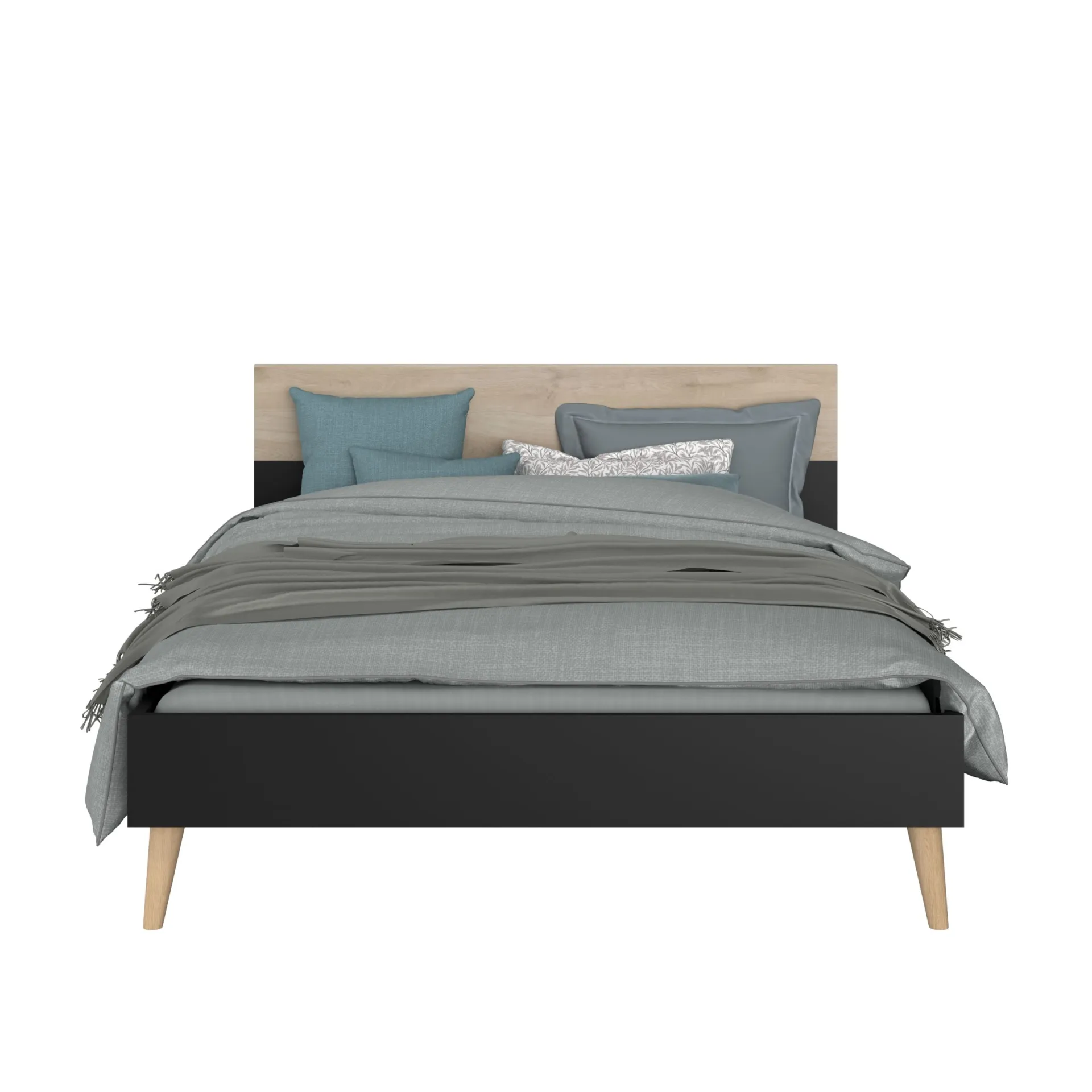 Schlafzimmerset Hardy | Doppelbett, Nachttisch | Oak Black Design