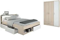 Parisot Schlafzimmer-Set Most | Doppelbett mit Stauraum, Kleiderschrank