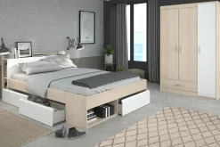 Parisot Schlafzimmer-Set Most | Doppelbett mit Stauraum, Kleiderschrank