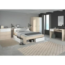 Parisot Schlafzimmer-Set Most | Doppelbett mit Stauraum, Kleiderschrank, Schreibtisch, Kommode