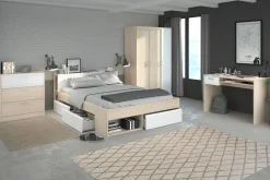 Parisot Schlafzimmer-Set Most | Doppelbett mit Stauraum, Kleiderschrank, Schreibtisch, Kommode